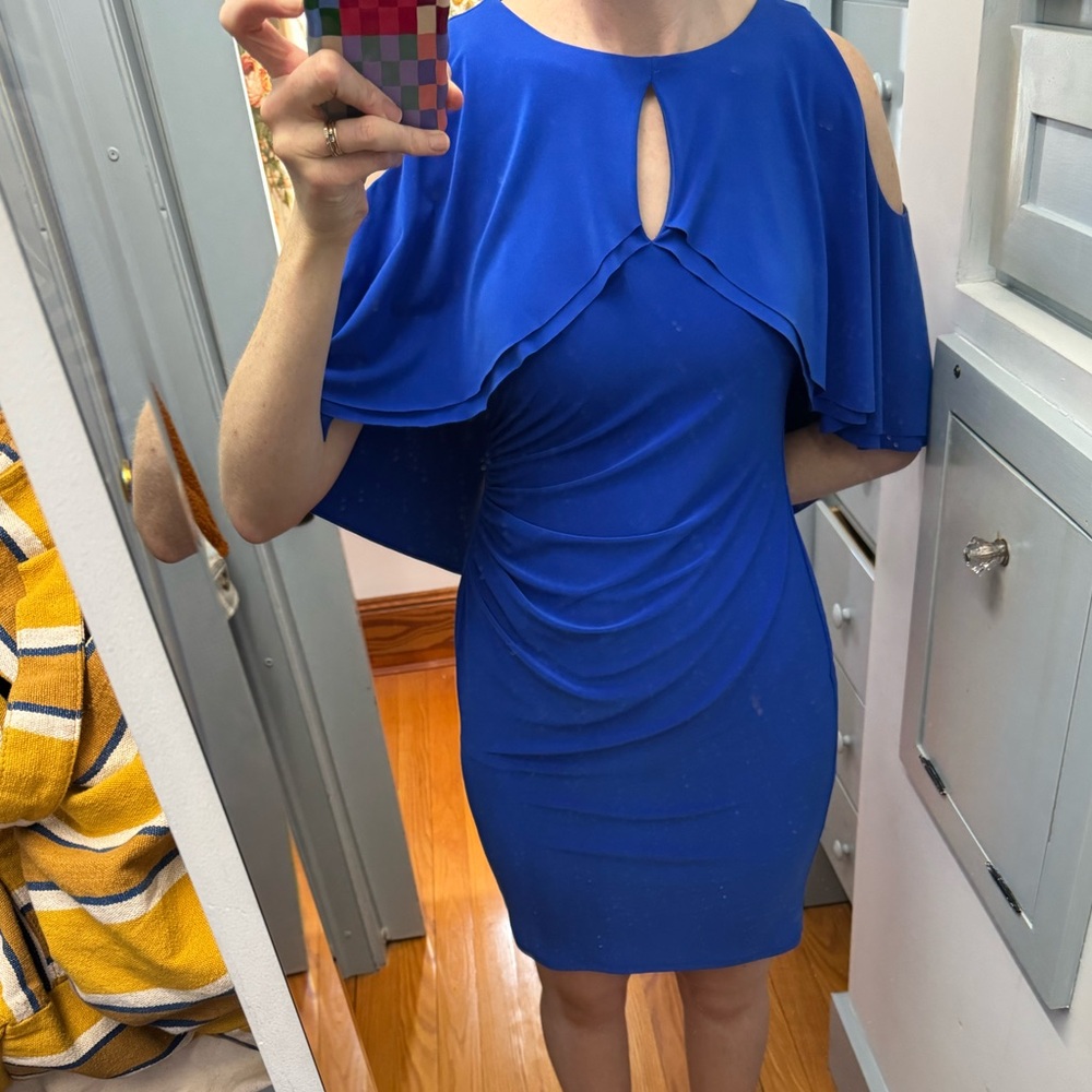 Ralph Lauren Royal Blue Cocktail Dress with cape!
